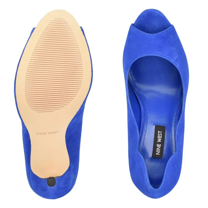 Kelyan Peep Toe Pumps Medium Blue Suede Women Nine West Pumps Kelyan Peep Toe Pumps Medium Blue Suede Women Nine West Pumps