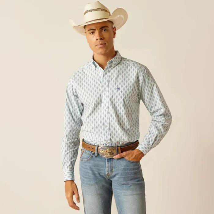 Kendrick Fitted Shirt White Men Ariat Button Down Shirts