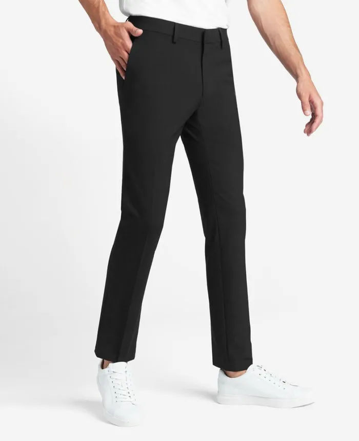 Kenneth Cole Dress Pants Men Stretch Solid SkinnyFit Flex Waistband Dress Pant Black