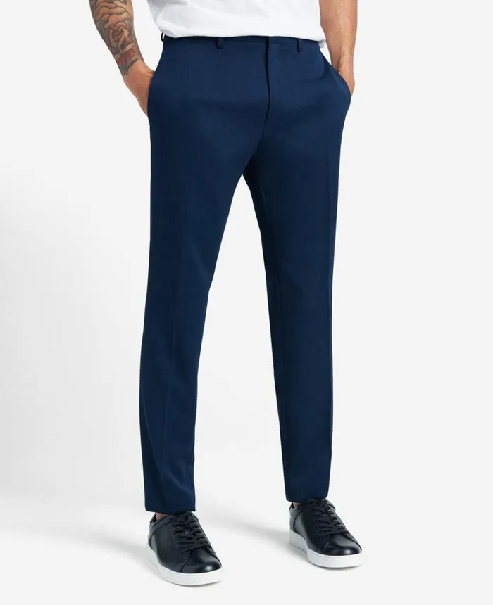 Kenneth Cole Dress Pants Men Stretch Urban Heather SlimFit Flex Waistband Dress Pant Blue