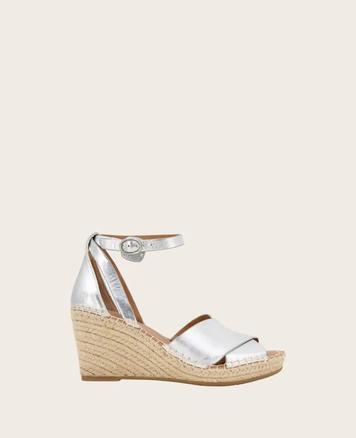 Kenneth Cole Sandals and Wedges Women GENTLE SOULS Charli Suede XBand Espadrille Wedge Sandal Silver Kenneth Cole Sandals and Wedges Women GENTLE SOULS Charli Suede XBand Espadrille Wedge Sandal Silver
