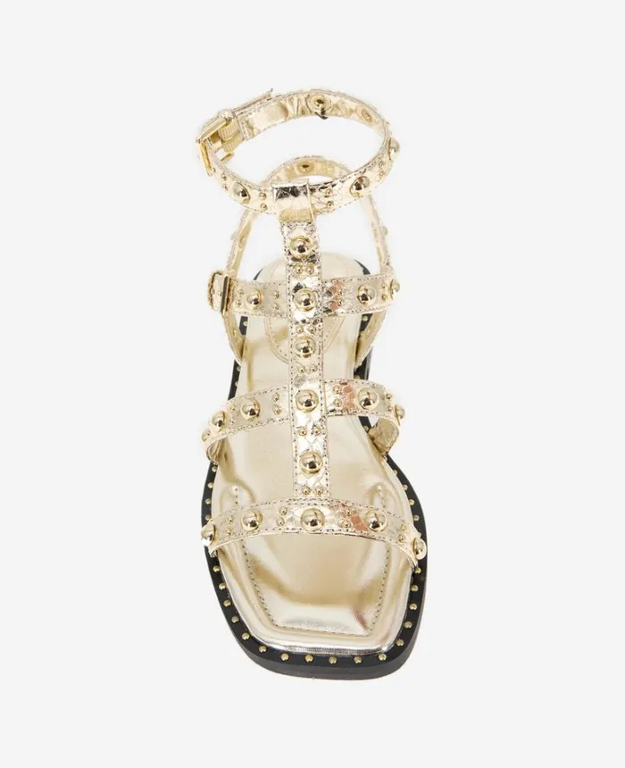 Kenneth Cole Sandals and Wedges Women Ruby Studded Gladiator Flat Sandal Gold Kenneth Cole Sandals and Wedges Women Ruby Studded Gladiator Flat Sandal Gold
