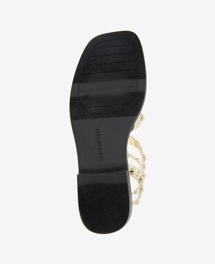 Kenneth Cole Sandals and Wedges Women Ruby Studded Gladiator Flat Sandal Gold Kenneth Cole Sandals and Wedges Women Ruby Studded Gladiator Flat Sandal Gold