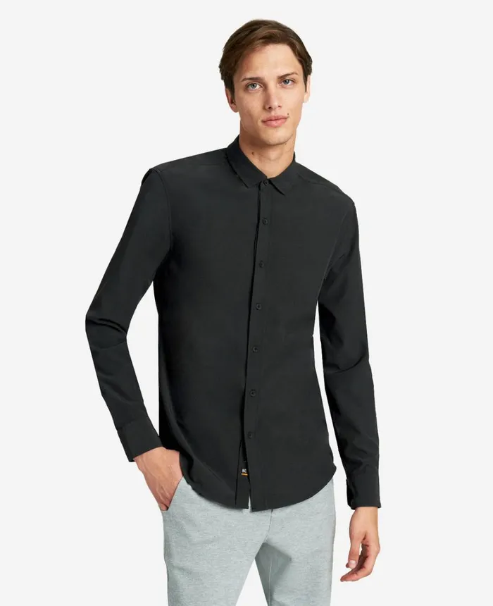 Kenneth Cole Shirts Men Performance Slim Fit Button Down Shirt Black