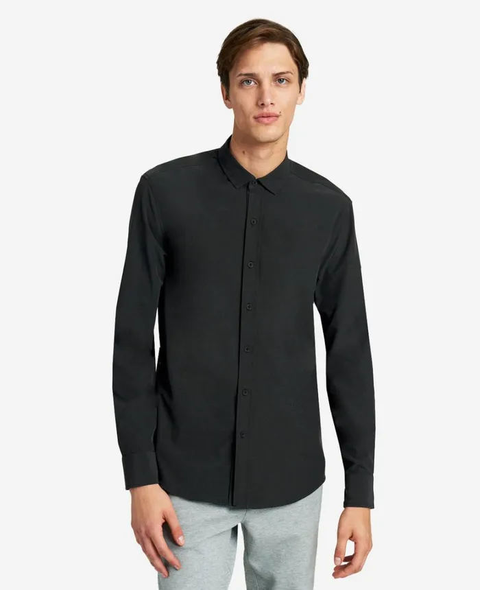 Kenneth Cole Shirts Men Performance Slim Fit Button Down Shirt Black Kenneth Cole Shirts Men Performance Slim Fit Button Down Shirt Black
