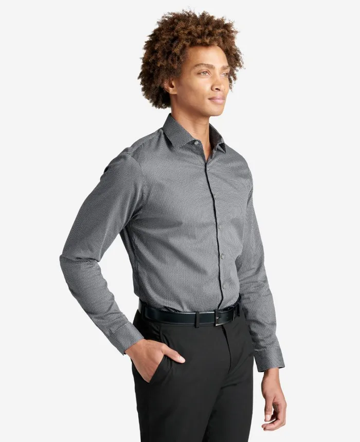 Kenneth Cole Shirts Men Slim Fit Kenneth Cole Natural Stretch Dress Shirt Black Smoke
