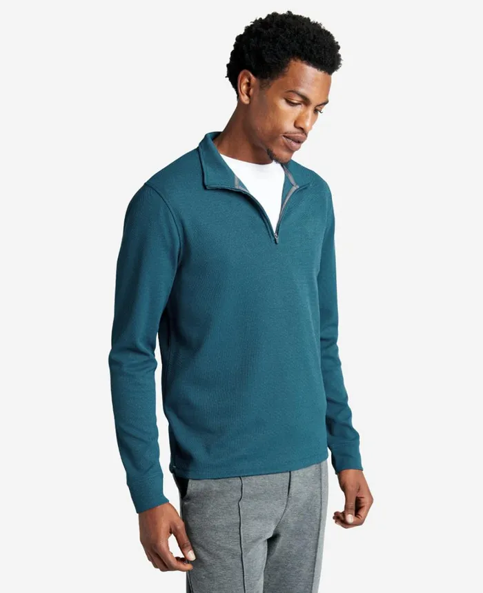 Kenneth Cole Sweaters Men QuarterZip Knit Pullover Medium Blue