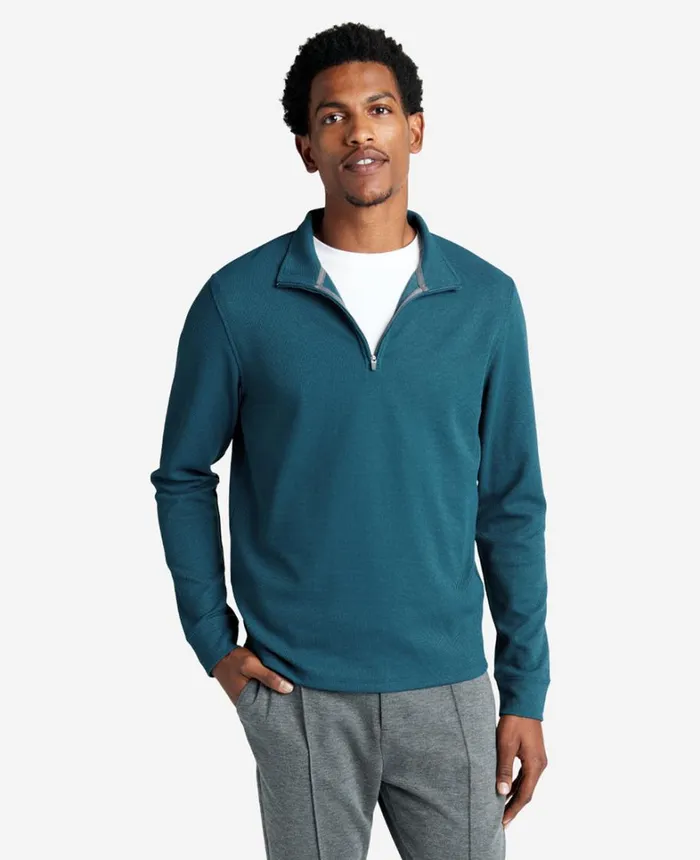 Kenneth Cole Sweaters Men QuarterZip Knit Pullover Medium Blue Kenneth Cole Sweaters Men QuarterZip Knit Pullover Medium Blue