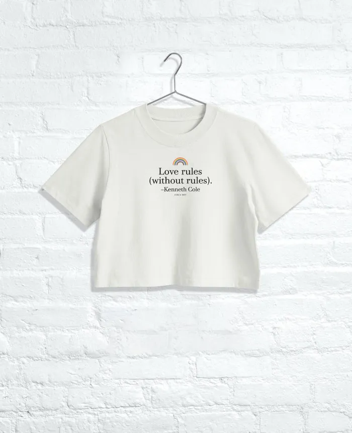 Kenneth Cole TShirts MenWomen LOVE Cropped Tee Faded Bone