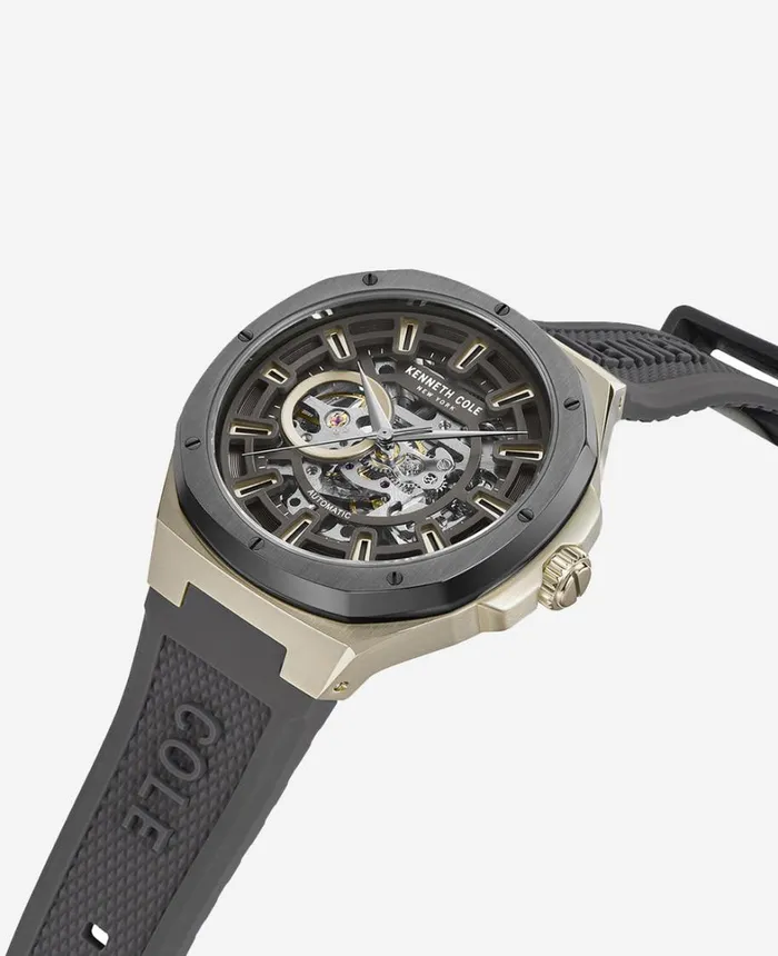 Kenneth Cole Watches Men Automatic Skeleton Sport Silicone Strap Watch Silver Kenneth Cole Watches Men Automatic Skeleton Sport Silicone Strap Watch Silver