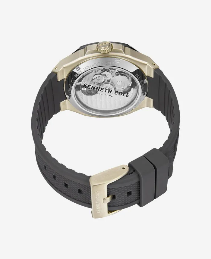 Kenneth Cole Watches Men Automatic Skeleton Sport Silicone Strap Watch Silver Kenneth Cole Watches Men Automatic Skeleton Sport Silicone Strap Watch Silver