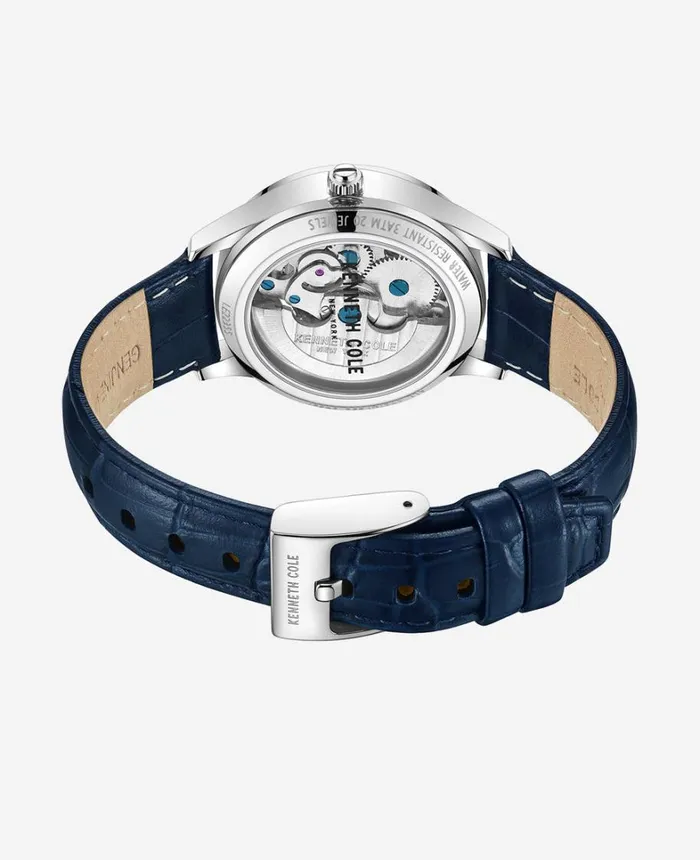 Kenneth Cole Watches Women Automatic DiamondAccented Leather Strap Watch Blue Kenneth Cole Watches Women Automatic DiamondAccented Leather Strap Watch Blue