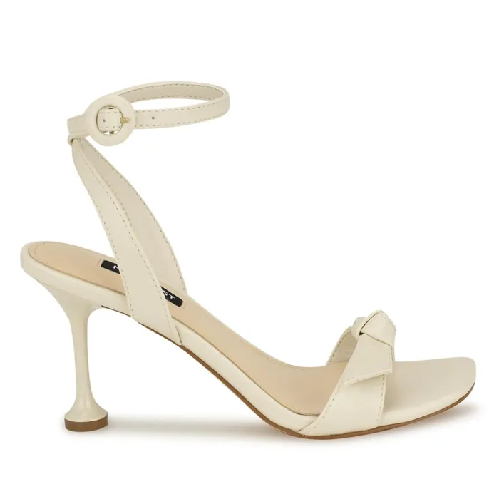 Kensta Bow Sandals Chic Cream Women Nine West Heeled