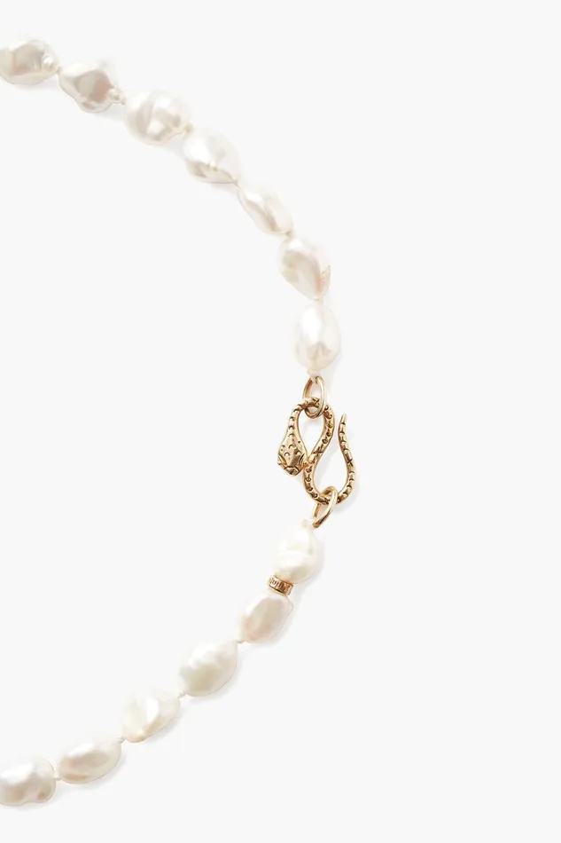 Keshi Pearl Cobra Necklace White Women Chan Luu Necklaces