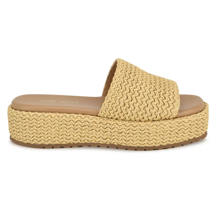 Keziah Flatform Slide Sandals Light Natural Women Nine West Sandals
