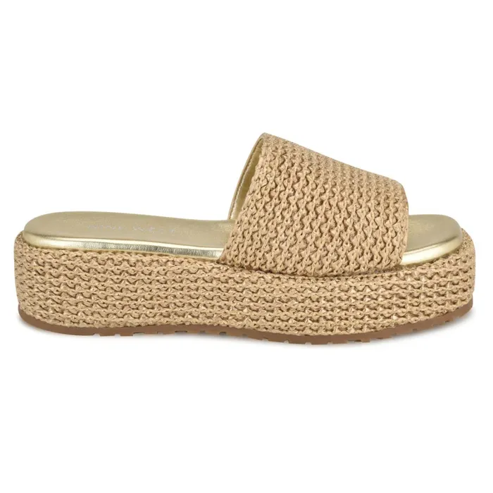 Keziah Flatform Slide Sandals Platino Women Nine West Casual