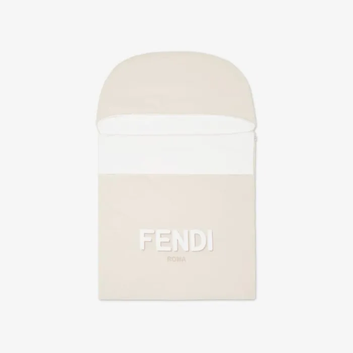 Kids Beige Jersey Fendi Roma Sleeping Bag Beige Fendi Baby Boy