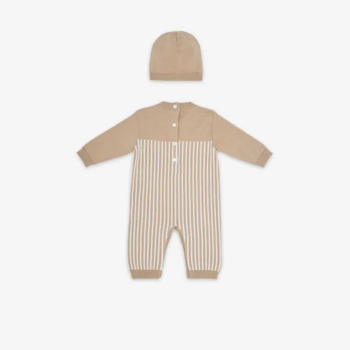 Kids Beige Knitted Baby Set Beige Fendi Baby Boy