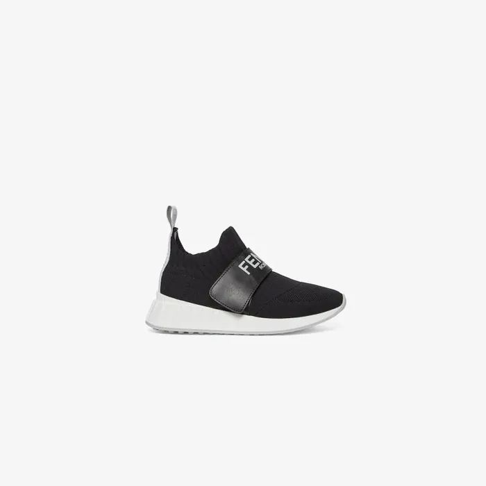 Kids Black Mesh Junior Sneakers Black Fendi Shoes