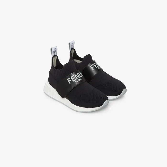 Kids Black Mesh Junior Sneakers Black Fendi Shoes
