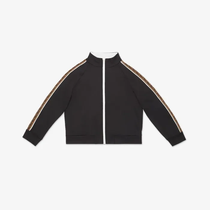 Kids Black Tech Fabric Junior Sweatshirt Black Fendi Ready To Wear