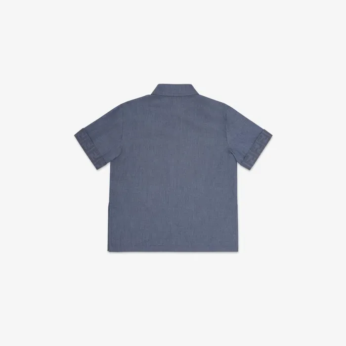 Kids Blue Chambray Junior Shirt Blue Fendi Ready To Wear