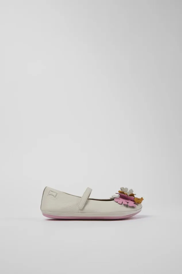 Kids Camper Ballerinas Twins White Leather Mary Jane Kids Camper Ballerinas Twins White Leather Mary Jane