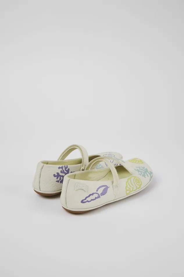 Kids Camper Ballerinas Twins White Leather Mary Jane Kids Camper Ballerinas Twins White Leather Mary Jane