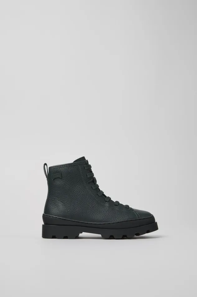 Kids Camper Boots Brutus Dark Green Leather Ankle Boots For Kids Kids Camper Boots Brutus Dark Green Leather Ankle Boots For Kids