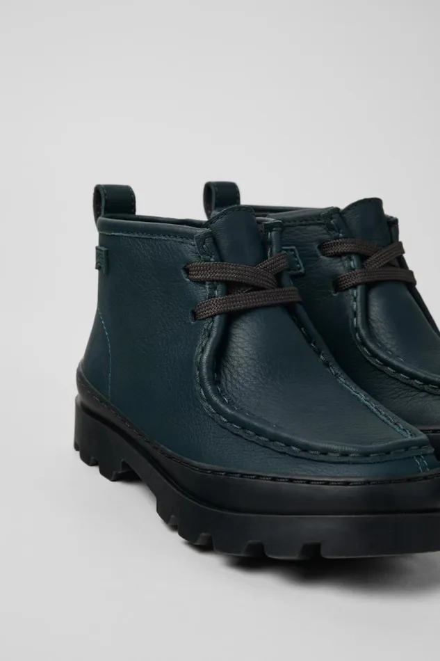 Kids Camper Boots Brutus Green Leather Ankle Boots For Kids