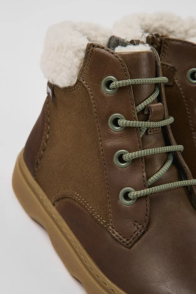 Kids Camper Boots Kiddo Brown Leather And Nubuck Ankle Boots For Kids