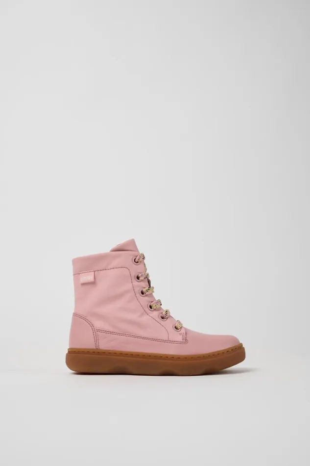Kids Camper Boots Kiddo Pink Leather And Textile Ankle Boots For Kids Kids Camper Boots Kiddo Pink Leather And Textile Ankle Boots For Kids