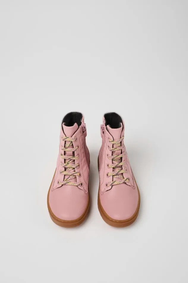 Kids Camper Boots Kiddo Pink Leather And Textile Ankle Boots For Kids Kids Camper Boots Kiddo Pink Leather And Textile Ankle Boots For Kids