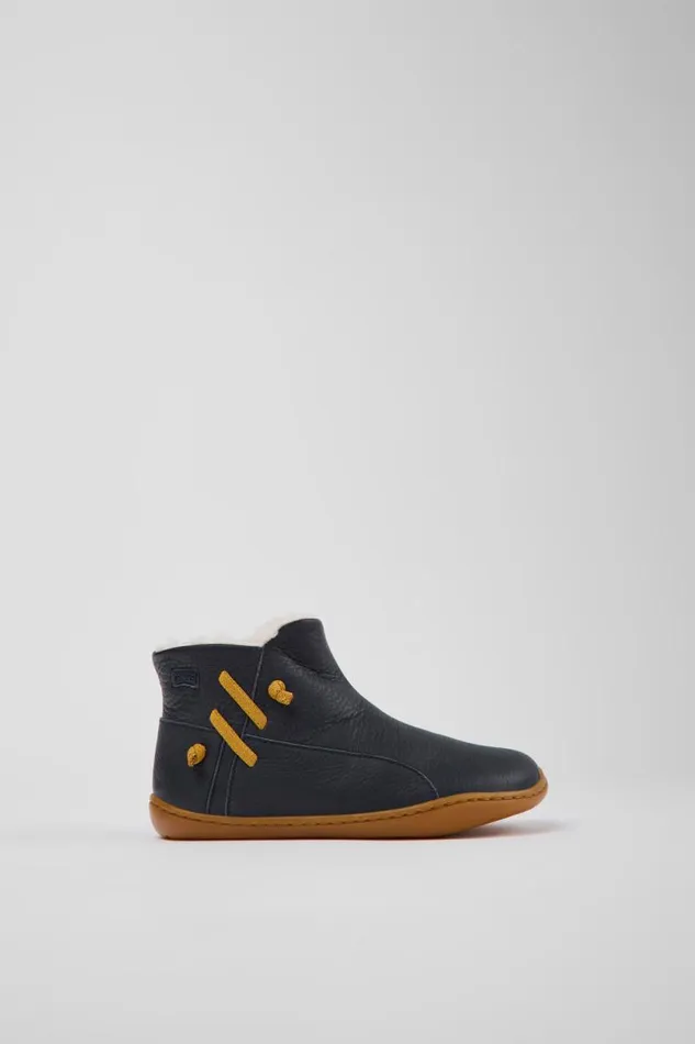 Kids Camper Boots Peu Navy Blue Leather Ankle Boots Kids Camper Boots Peu Navy Blue Leather Ankle Boots