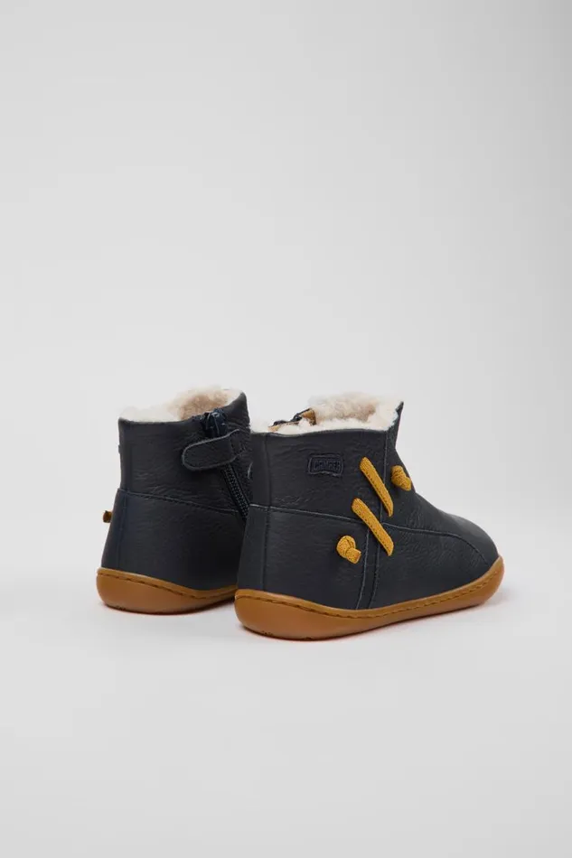 Kids Camper Boots Peu Navy Blue Leather Ankle Boots Kids Camper Boots Peu Navy Blue Leather Ankle Boots