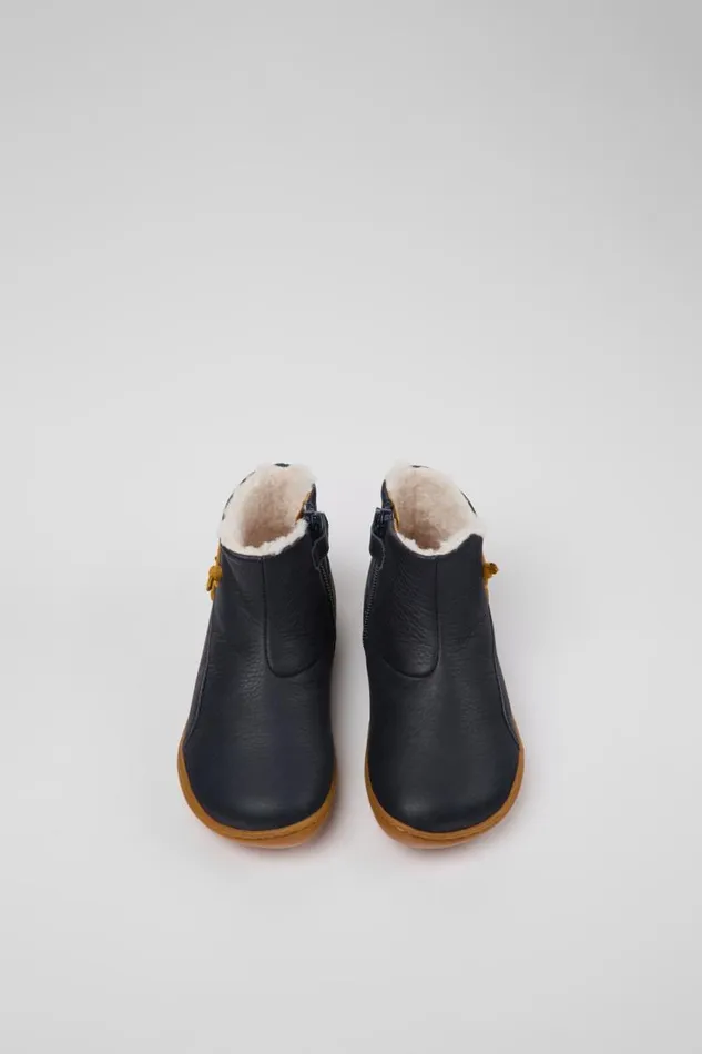 Kids Camper Boots Peu Navy Blue Leather Ankle Boots Kids Camper Boots Peu Navy Blue Leather Ankle Boots