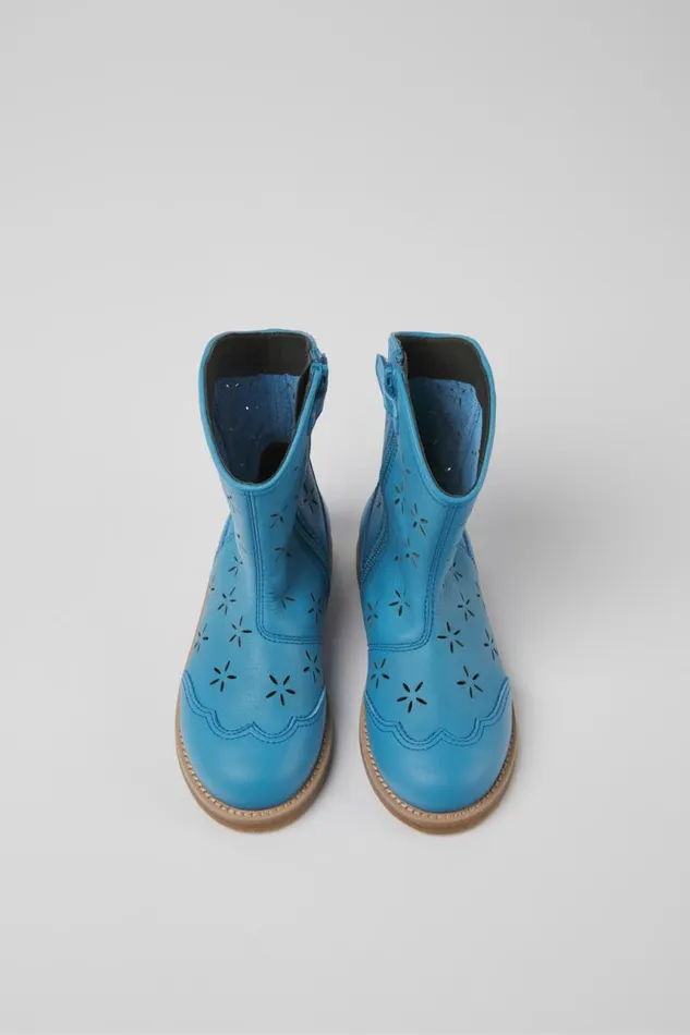 Kids Camper Boots Savina Blue Leather Boots For Kids Kids Camper Boots Savina Blue Leather Boots For Kids