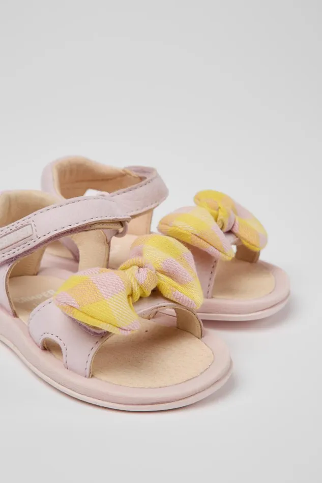 Kids Camper Hook And Loop Bicho Pink And Yellow Sandals For Kids