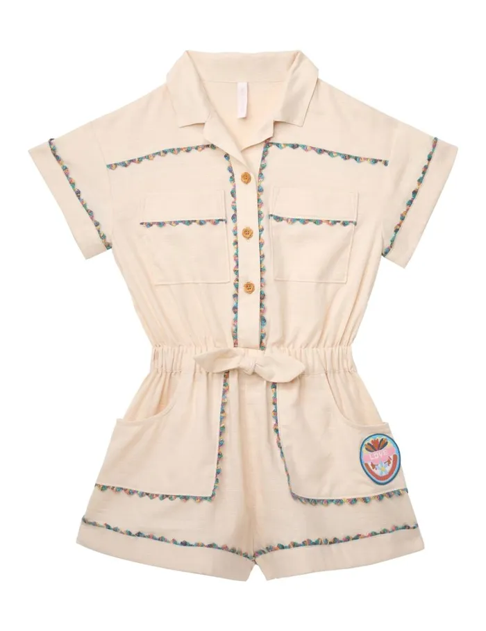 Kids Clothing Zimmermann Halliday Pocket Playsuit Tea