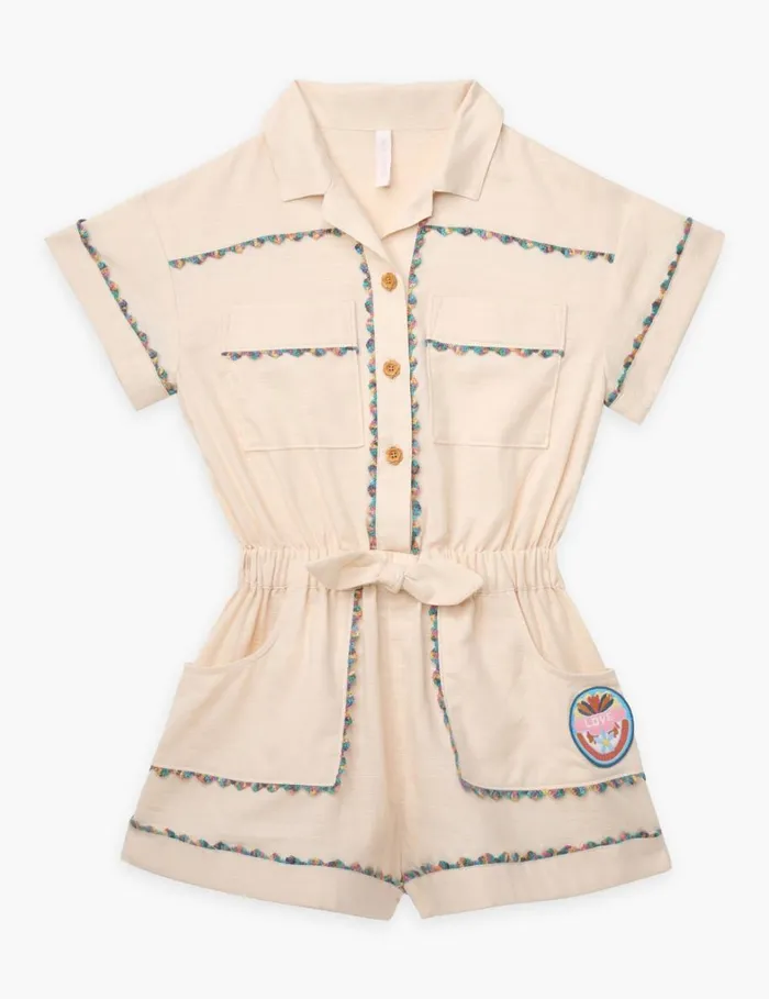 Kids Clothing Zimmermann Halliday Pocket Playsuit Tea