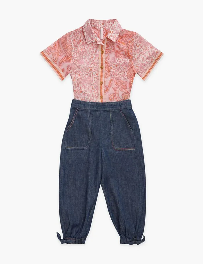 Kids Clothing Zimmermann Ottie Pocket Shirt Pink Paisley