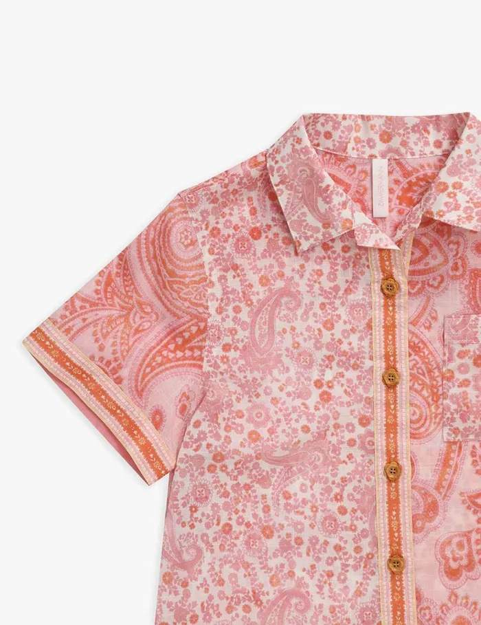 Kids Clothing Zimmermann Ottie Pocket Shirt Pink Paisley
