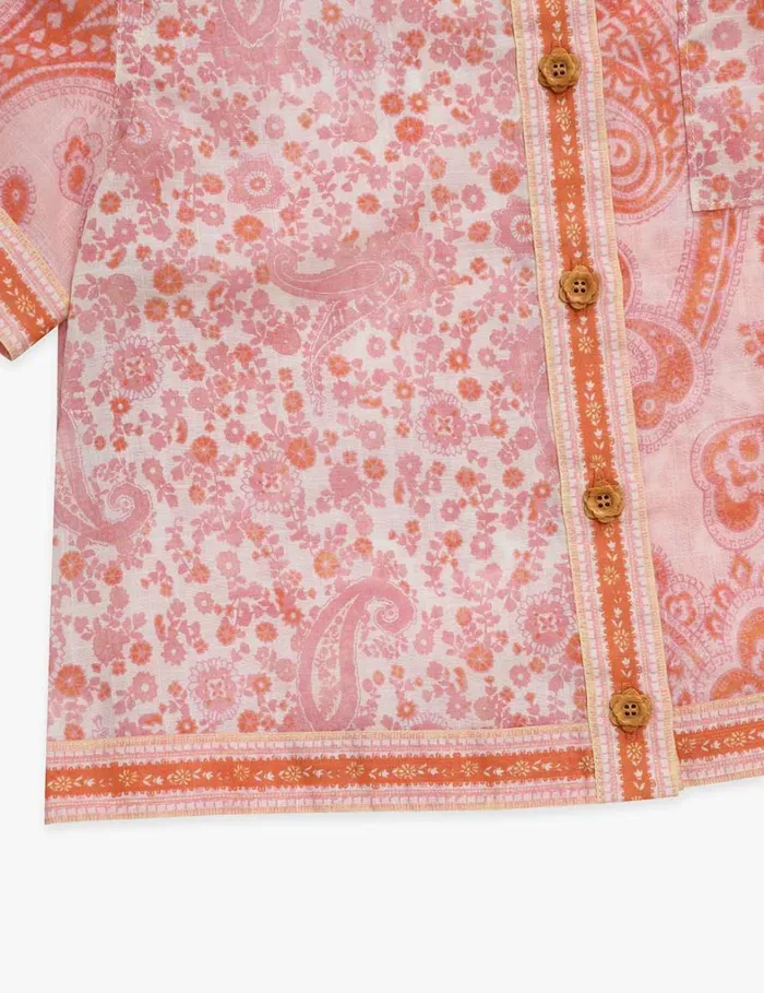 Kids Clothing Zimmermann Ottie Pocket Shirt Pink Paisley