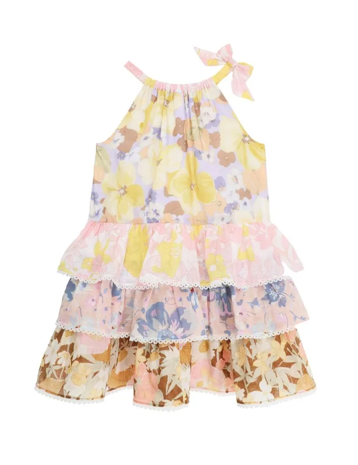 Kids Clothing Zimmermann Pop Tiered Halter Dress Spliced