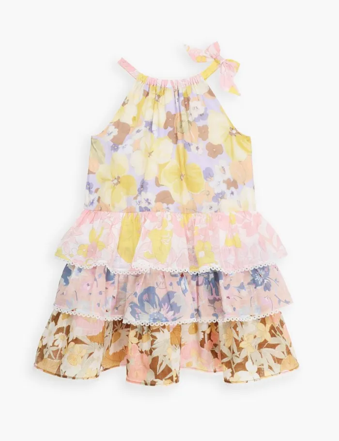 Kids Clothing Zimmermann Pop Tiered Halter Dress Spliced