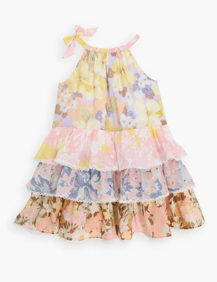 Kids Clothing Zimmermann Pop Tiered Halter Dress Spliced