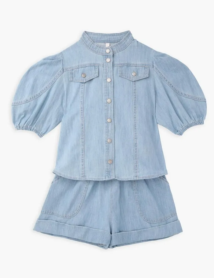 Kids Clothing Zimmermann Waverly Utility Denim Top Blueberry