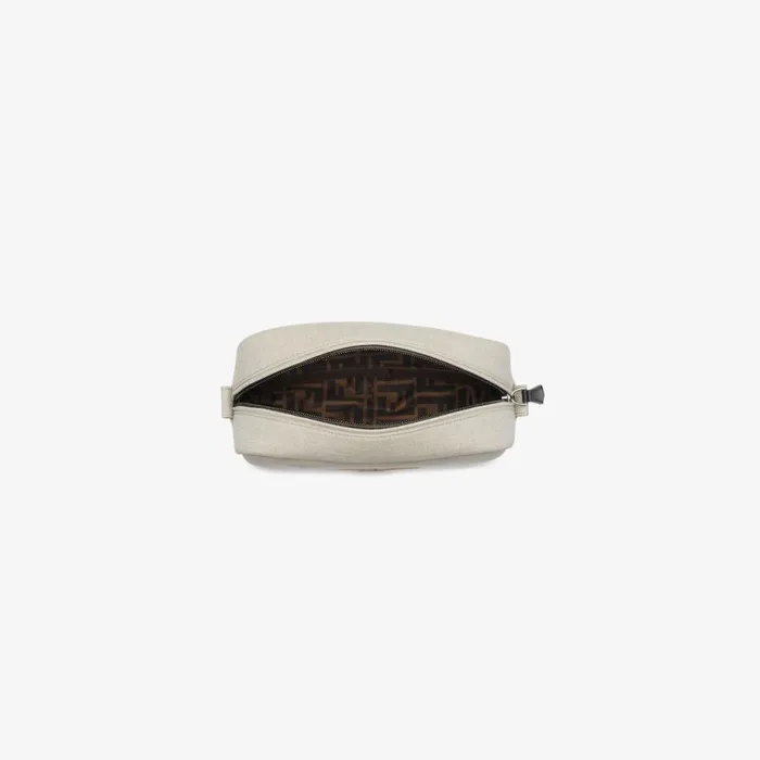 Kids Ecru Fabric Toiletry Case With Embroidery Brown Fendi Accessories