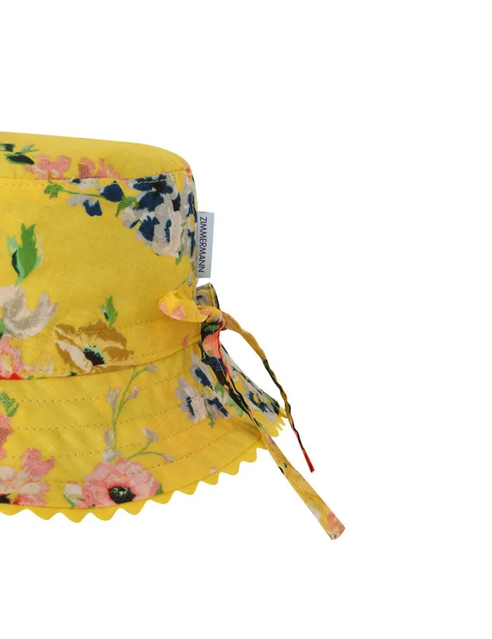 Kids Hats Zimmermann Kids Bucket Hat Yellow Floral