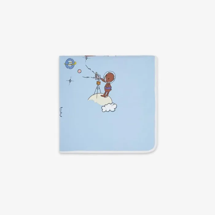 Kids Light Blue And Multicolour Jersey Blanket Light Blue Fendi Baby Boy